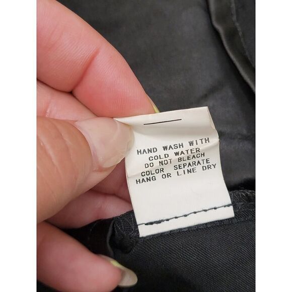 Kittenish All The Rage Black Satin Button Down Long Sleeve Faux Pearls Size XL - Picture 8 of 9